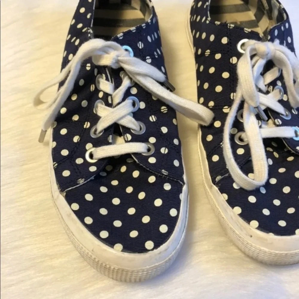 Lauren Ralph‎ Lauren Blue and White Polka Dot Sneakers Women’s Size 9.5